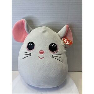 Ty Squish Boos Boo Catnip Gray Mouse 10" Plush Stuffed Animal Pink Grey Mice NWT